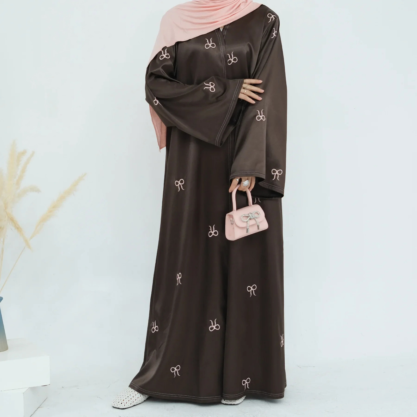 Butterfly y Dubai Abaya Kimono y Muslim Dress Open Abayas Women Islamic Clothing Kaftan Headband Ramadan 250326