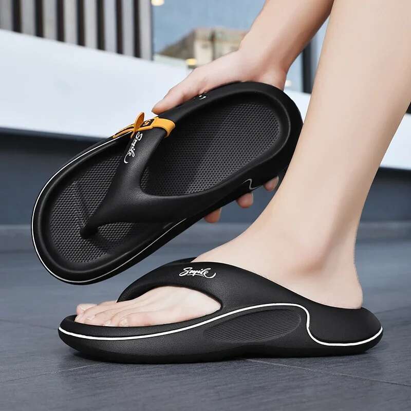 Summer New Men's Flip ps Indoor Outdoor Beach Sandals Thick Soft Sole Bathroom Slides Shoes Man Non-slip Home Slippers