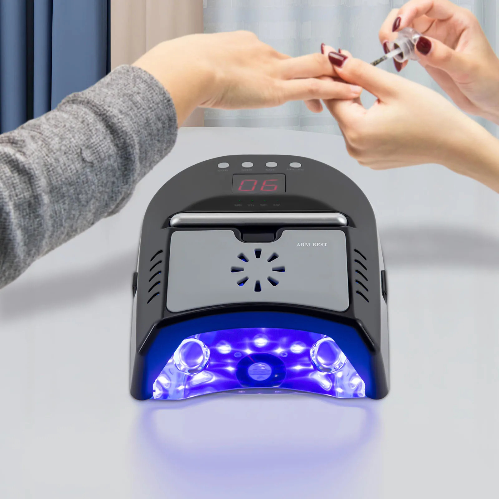 Nail dryer professional rechargeable 72W 24 bead UVLED gel nail lamp with fan detachable bottom 3 timer intelligent sensor 250325