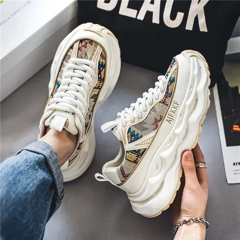 Chunky Sneakers Mens Designer Soft Sole Running Fashion Non-slip Casual Breathable Male Height Increased Platform Shoes