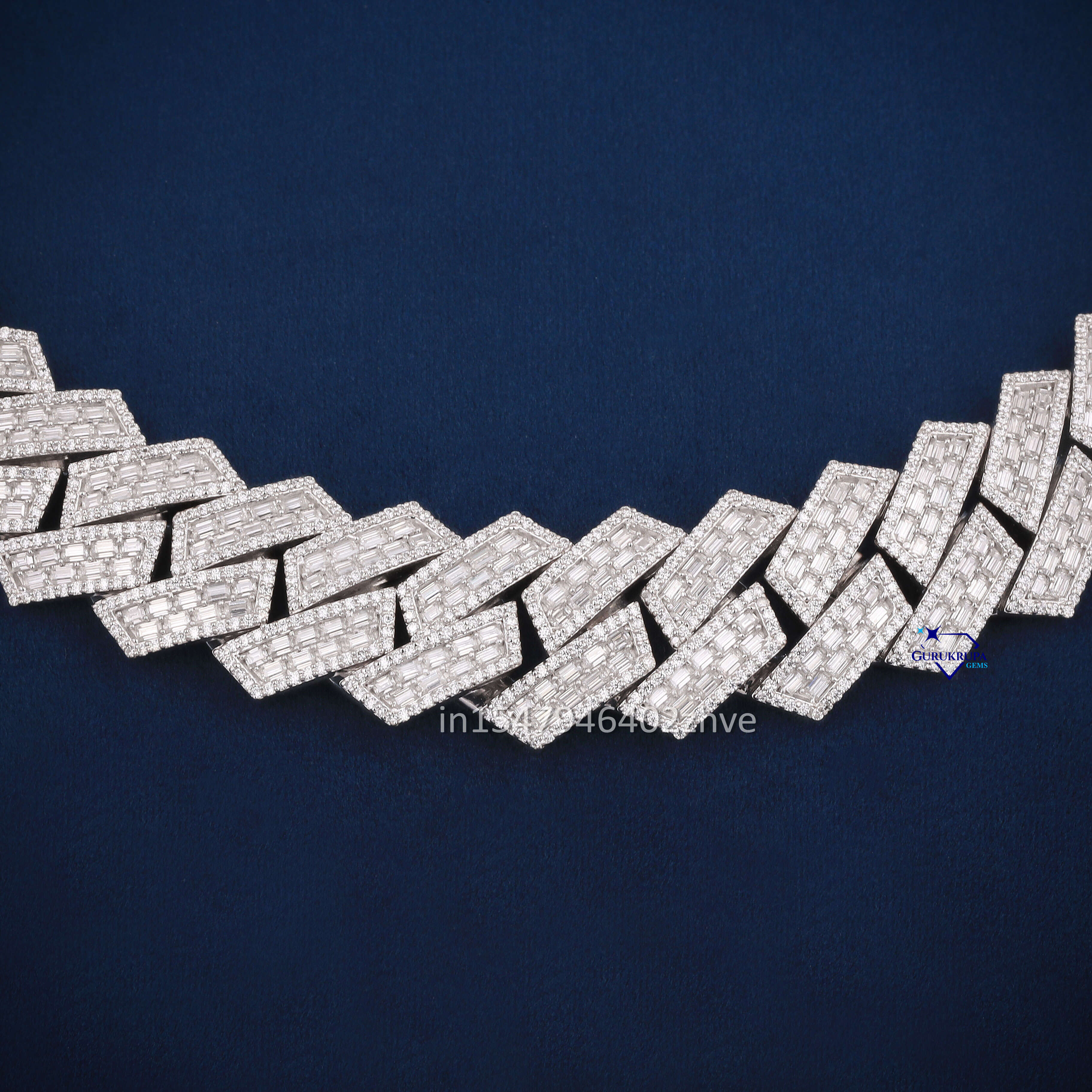 Cool Hip Hop Jewelry Necklaces Moissanite Diamond Round Baguette Cut Miami 22 MM Cuban Link Chain For Reppar Style