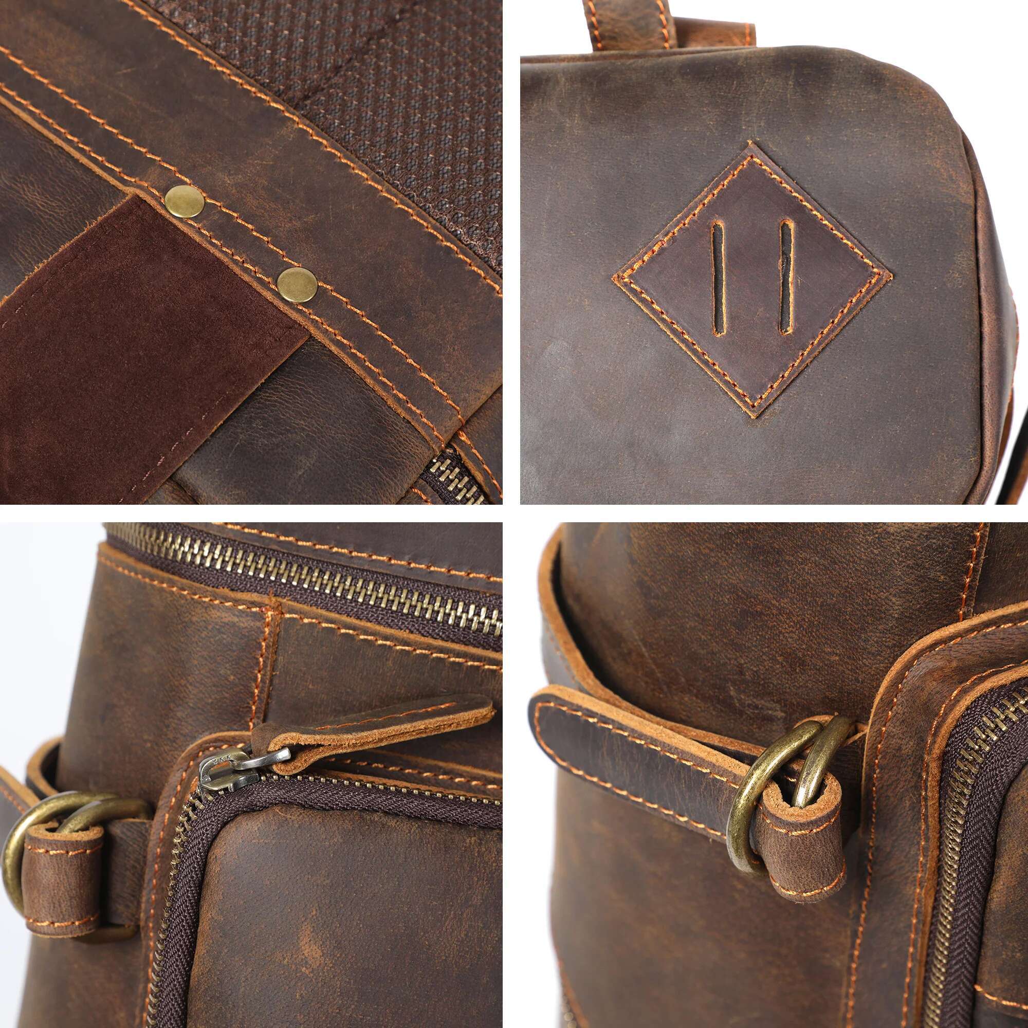 Vintage Genuine Backpack Laptop Crazy-Horse Leather School Outdoor Travel Weekender Shoulder Bag