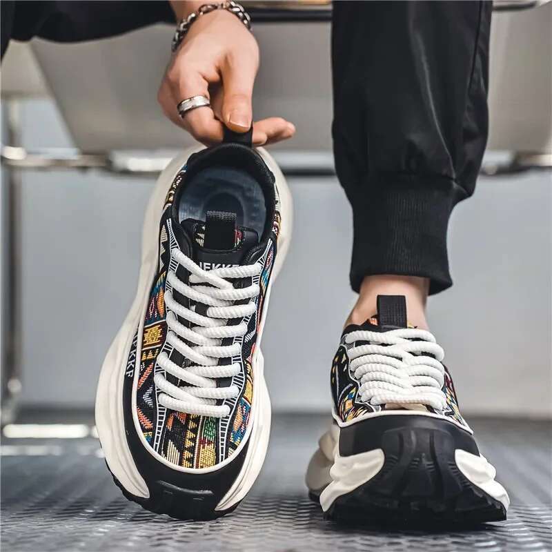 Chunky Sneakers Mens Designer Soft Sole Running Fashion Non-slip Casual Breathable Male Height Increased Platform Shoes