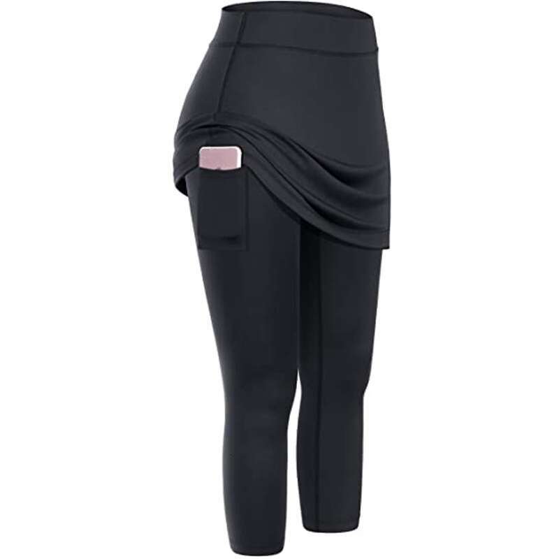 Women Yoga Pants New Autumn And Winter Wearable Fake Two Piece Women S Casual Pocket Sports Fitness Running Yoga Tennis Short Skirt