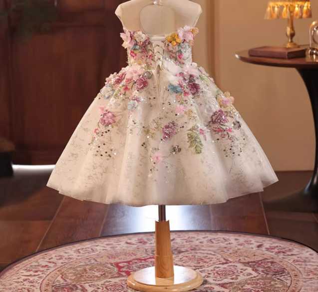 Girl's Dresses Girls' dress High-end French Mori summer birthday flower child small host piano dress children princess skirt Q250327