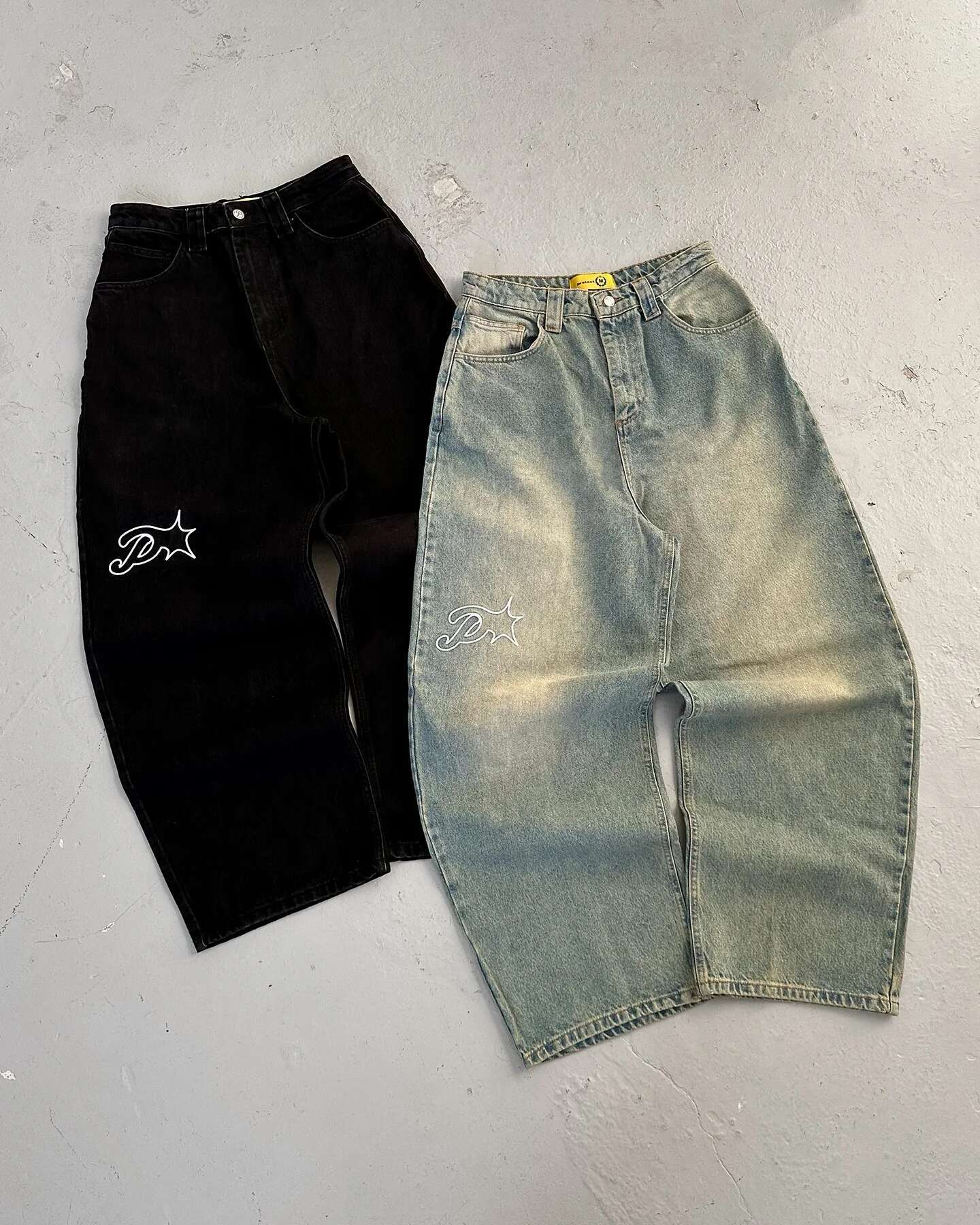 Y2k Haruku Large Letter Embroidery 2025 New Baggy Jeans Mens Womens Casual High Waist Straight Pants Hip Hop Streetwear