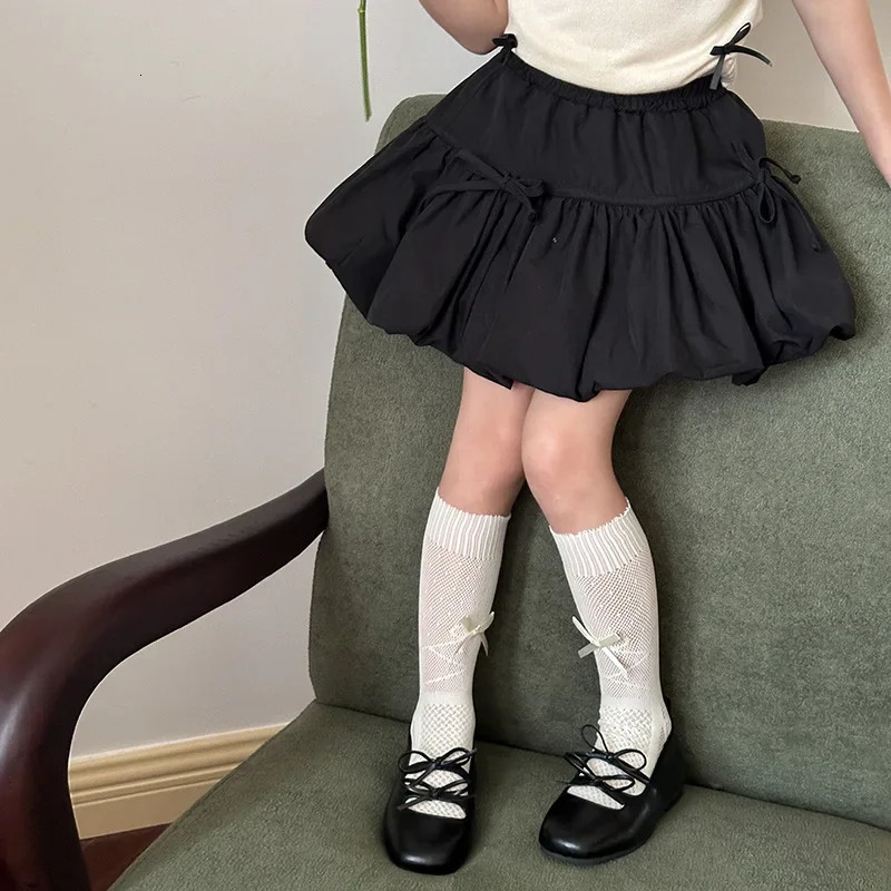 Girls Flower Bud Half Body Skirt Summer Trendy Childrens Sweet and Cute Bow Short Skirt 250326