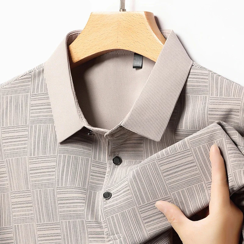 2024 Mens Printing Business Casual Short Sleeve Polo Shirt Fashion Comfortable Breathable Top 250326