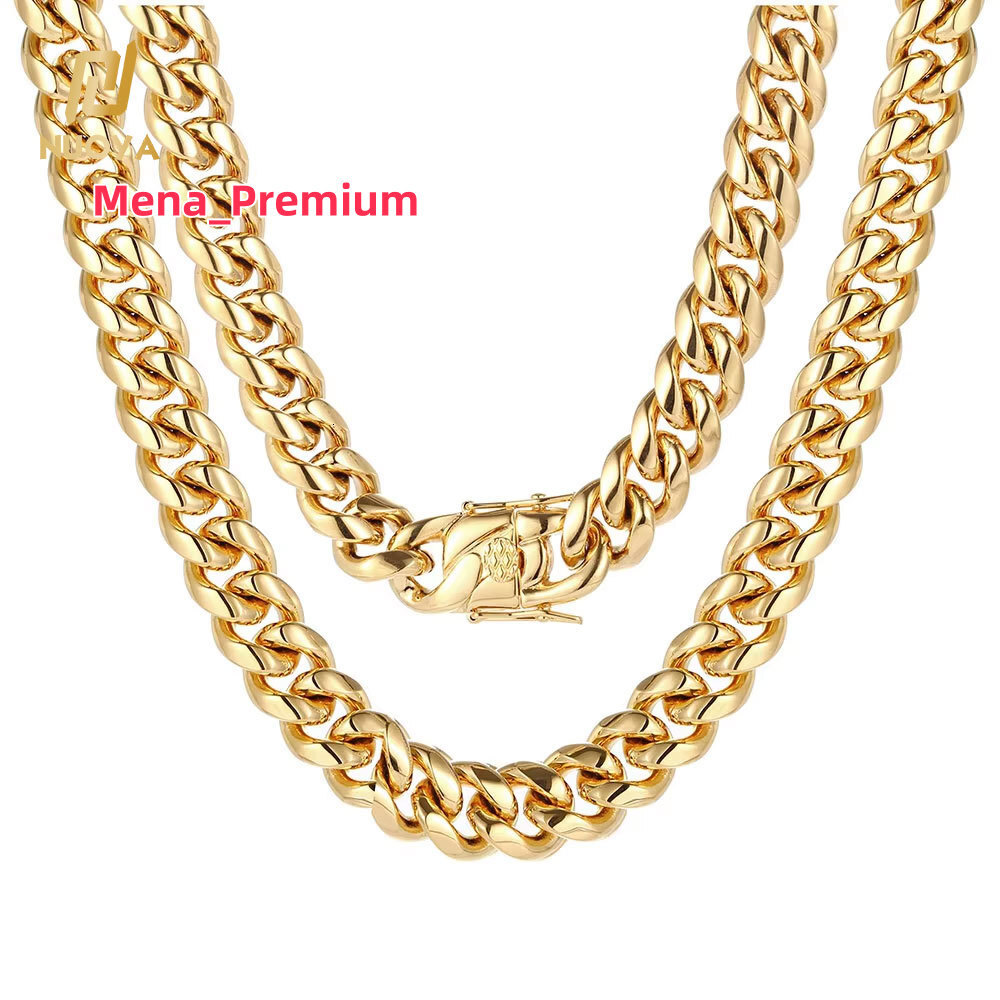 Hip Hop Trendy Chain Collar De Oro Necklace Women Choker Cuban Link Gold Plated Stainless Steel Jewelry