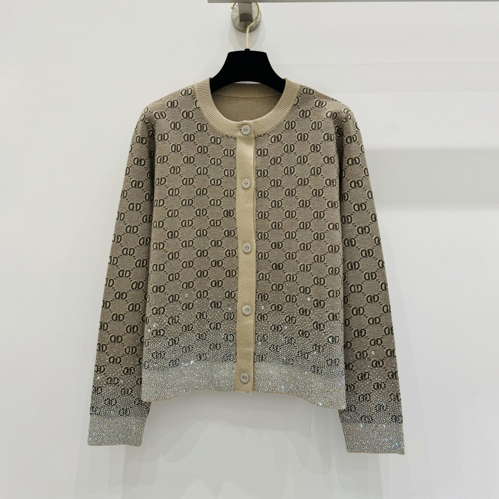 Cardigan Designer Ladies High Quality Women's Shirt Women's Knit Sweater Button Shirt Rhinestone Embellished Knit Sweater