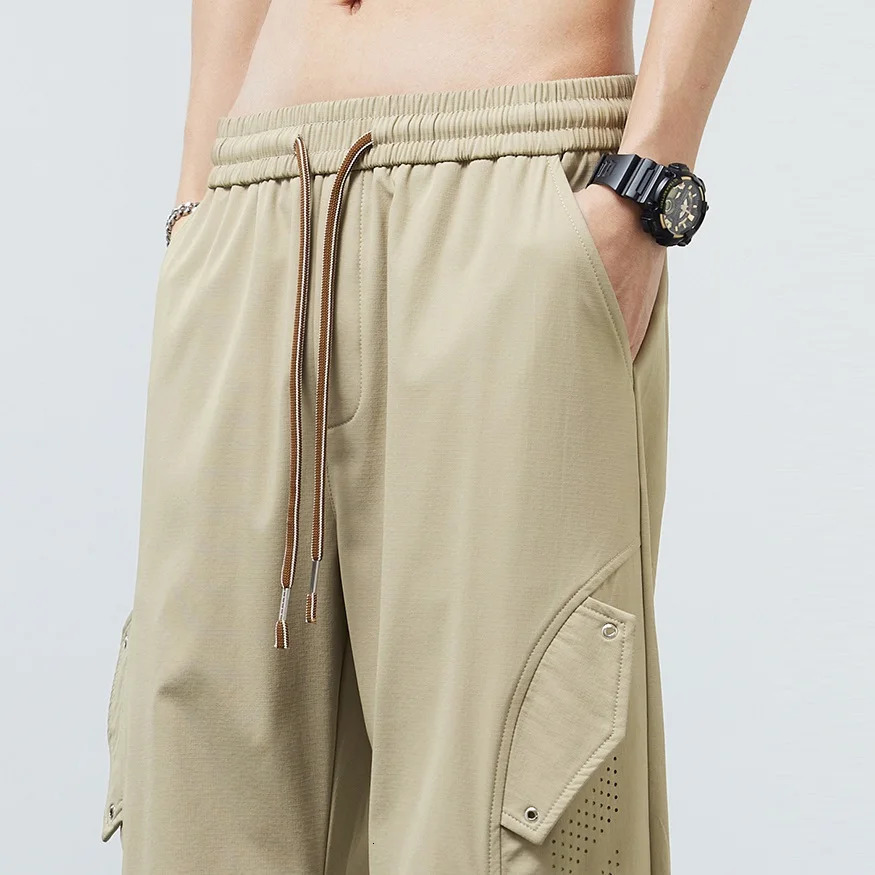 Summer Cool Mens Pants Loose Suitable for Goods Cavalry Men Elastic Ice Wide Legs Large Size 250327