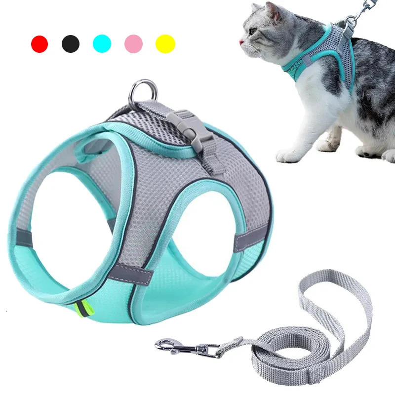 Cat Harness Leash Set Adjustable Dog Cat Collar for French Bulldog Harness Vest Puppy Chihuahua Pet Outdoor Walking Lead Leash 250326