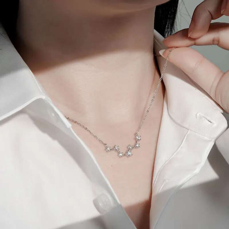 Anziw The Big Dipper Necklace Star D Moissasnite Pendant for Women Real S925 Silver Adjustable Chain Wedding Charm Jewelry Gift