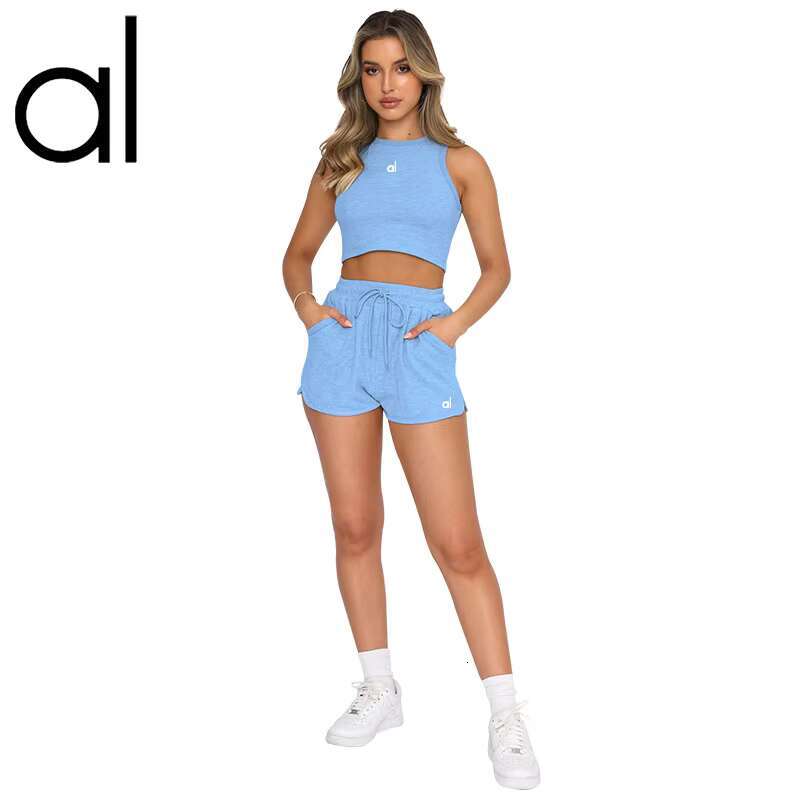 Yoga Summer New women Running shorts set Fitness kit sleeveless Shapewear women