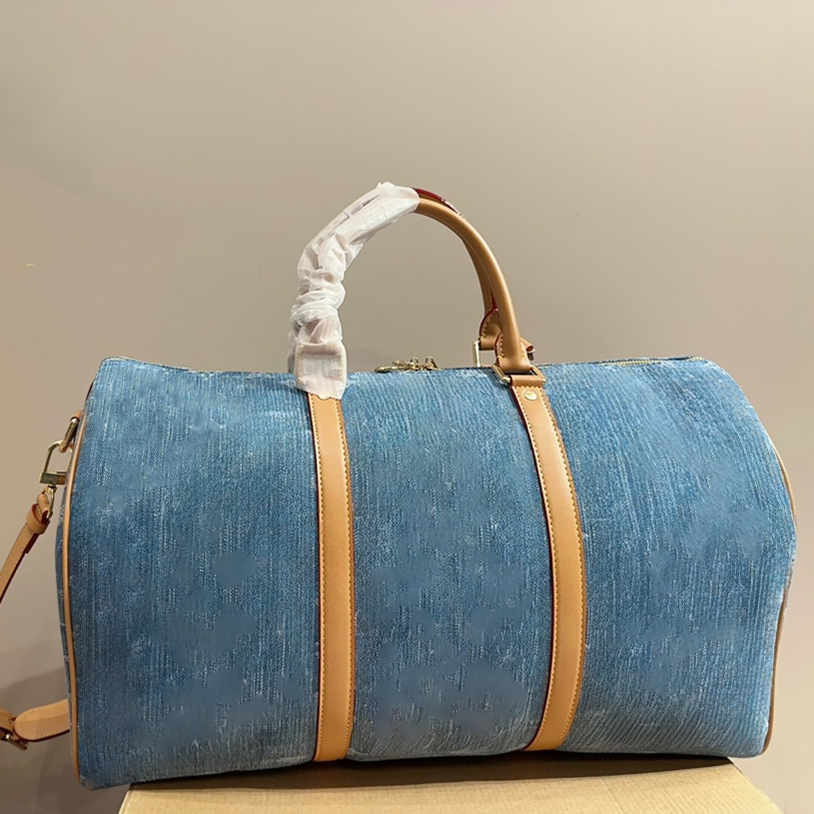 Designer denim travel tote luggage bag duffle bag women mens Travel Bags Luxury Womens Large capacity clutch Shoulder bag Totes Handbags crossbody bag 50cm