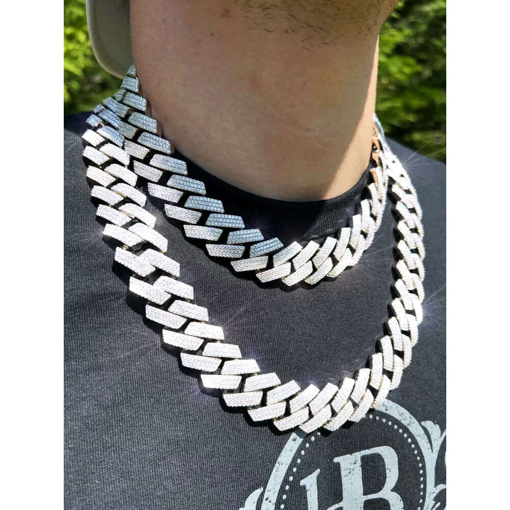 20mm Necklace Moissanite Sterg Sier Cuban k Chain shine now