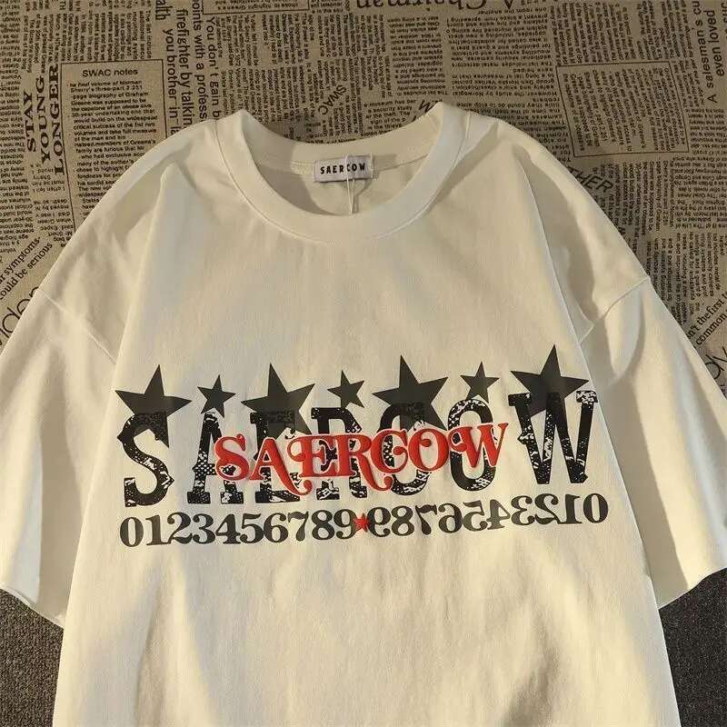 High Street American Ins men s short sleeved T shirt retro design printed personality cotton loose Harajuku