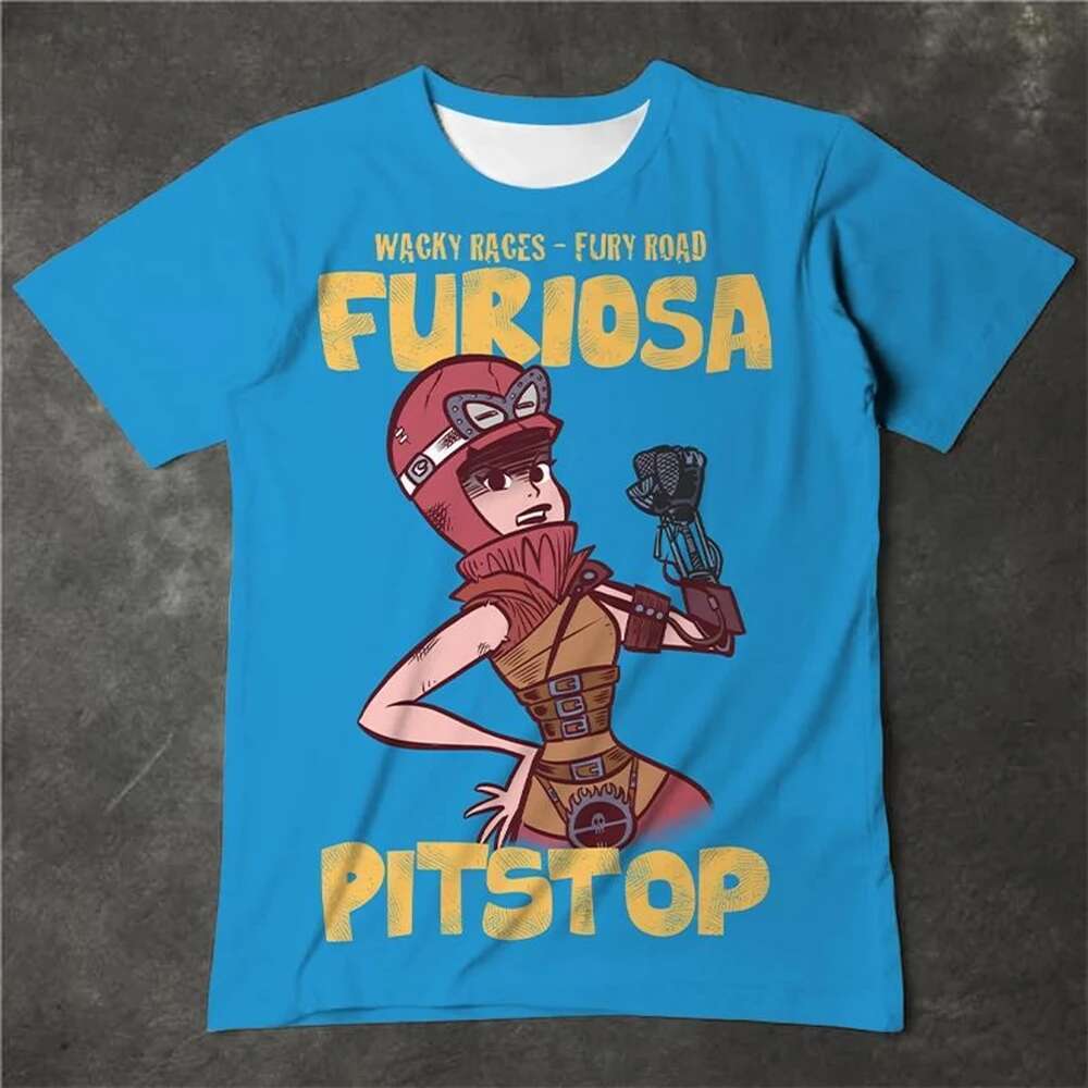 Short sleeved T shirt summer fashion trend cute cartoon pattern D printing casual and comfortable