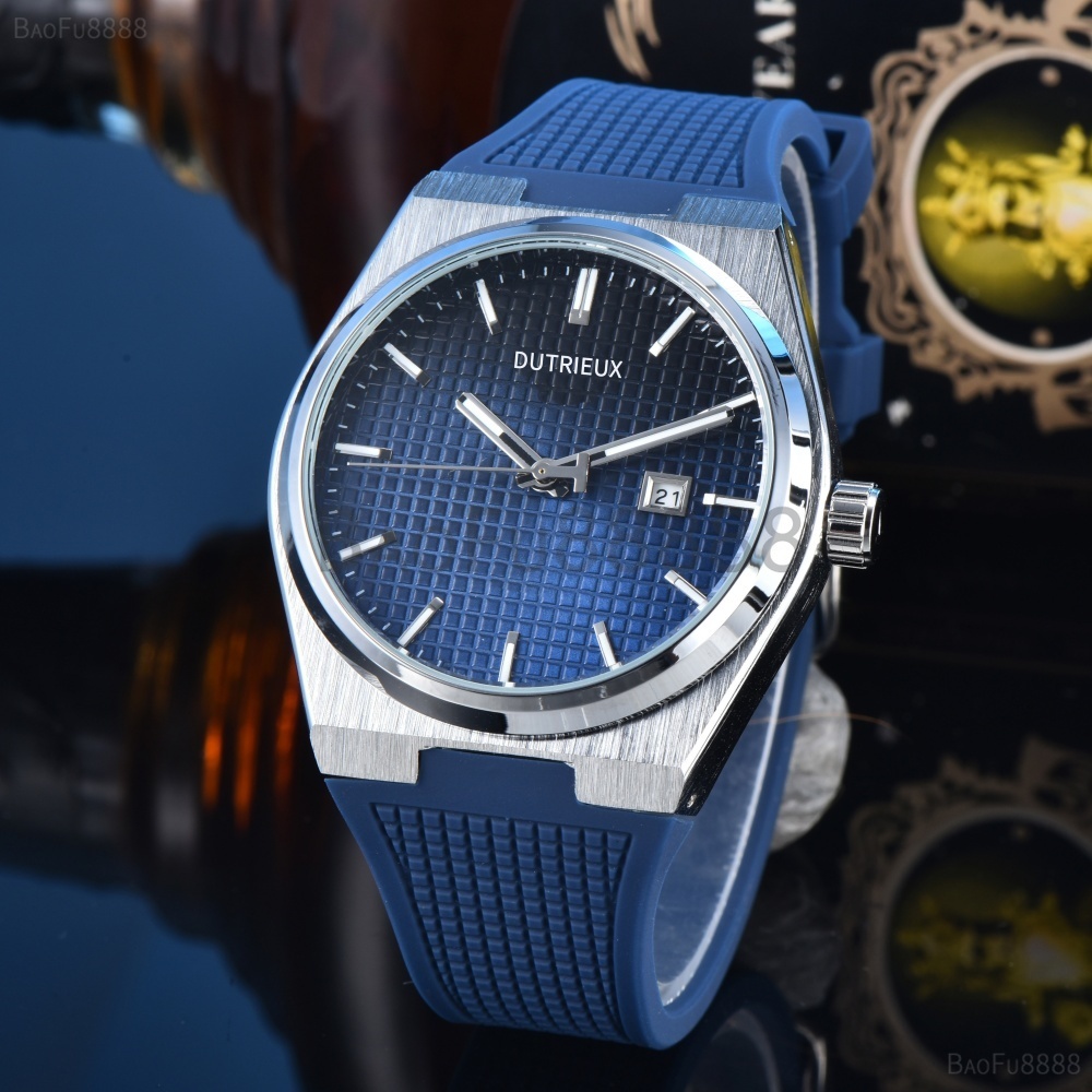 2025 New Color Gradient Luxury Watches for Men Quartz Wristwatch Business Rubber Strap Automatic Date Daily Waterproof Male Clocks for Gift Wholesale