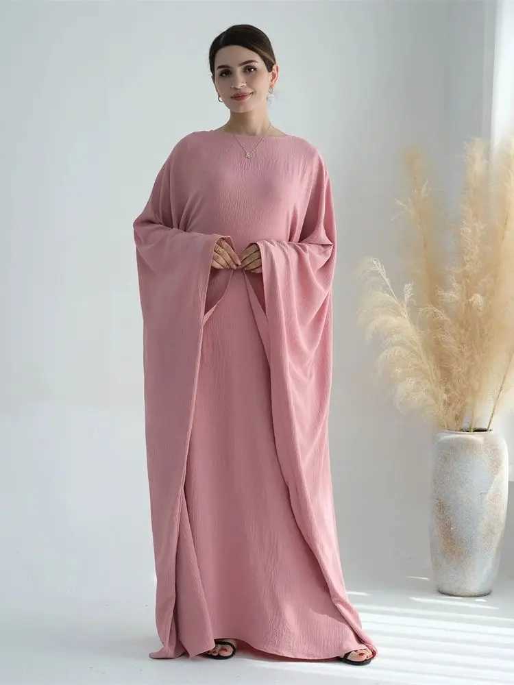 Ramadan Eid Crepe Batwing Butterfly Modest Abaya Dubai Luxury 2024 Muslim Hijabs Kaftan Dress For Women Ka Vestidos X2505141