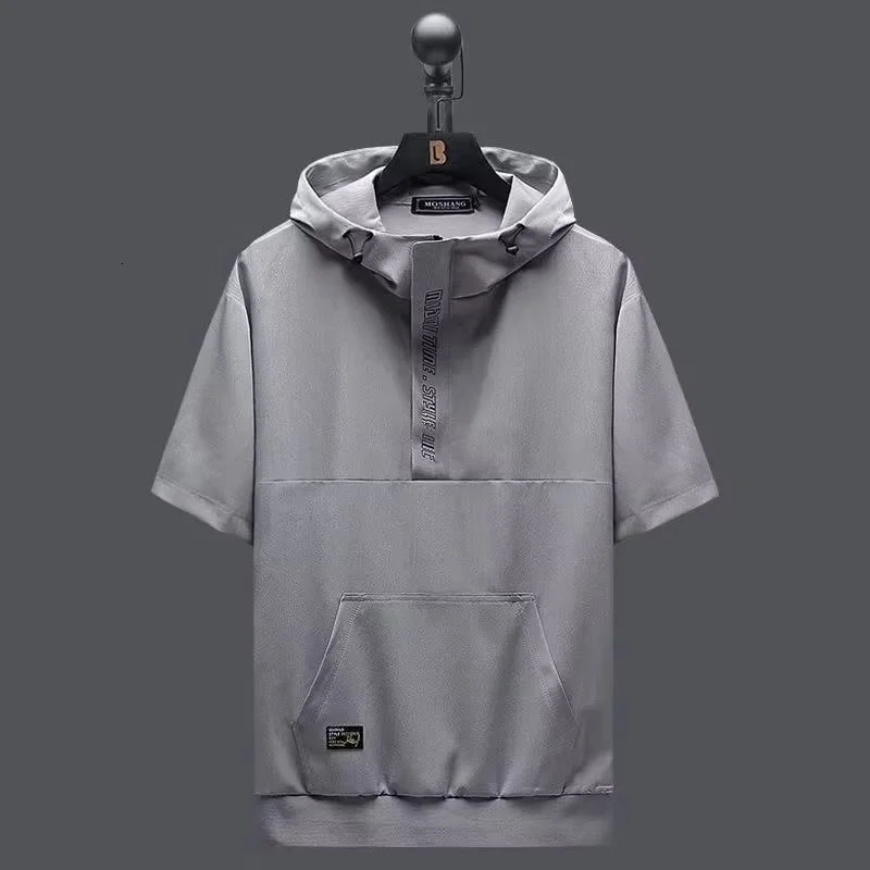 fashion street clothing hooded mens Tshirt hiphop Techwear Y2K top summer letter short sleeved sports 250326