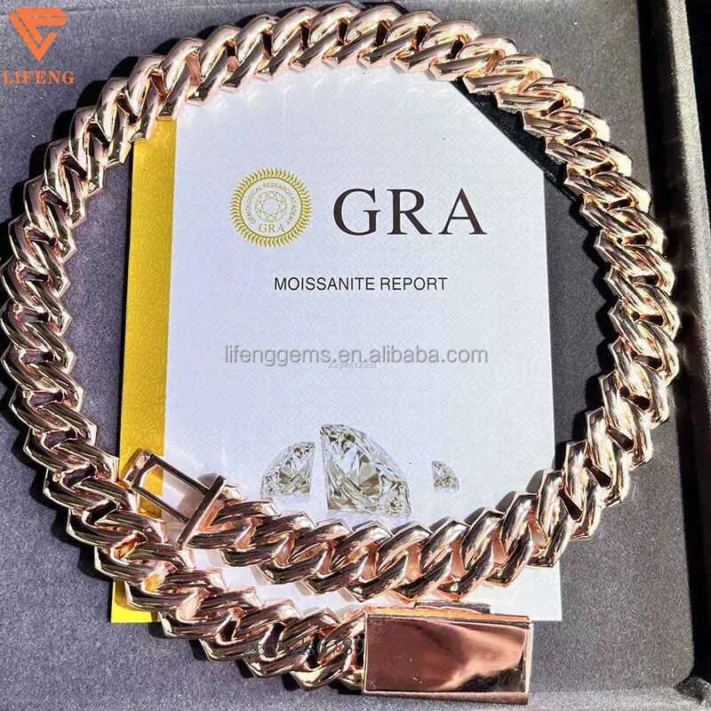 Fashion Design Solid Sier Gra Moissanite 18mm 20mm Wide Iced Out Pendant Necklace Cuban k Chain for Rapper
