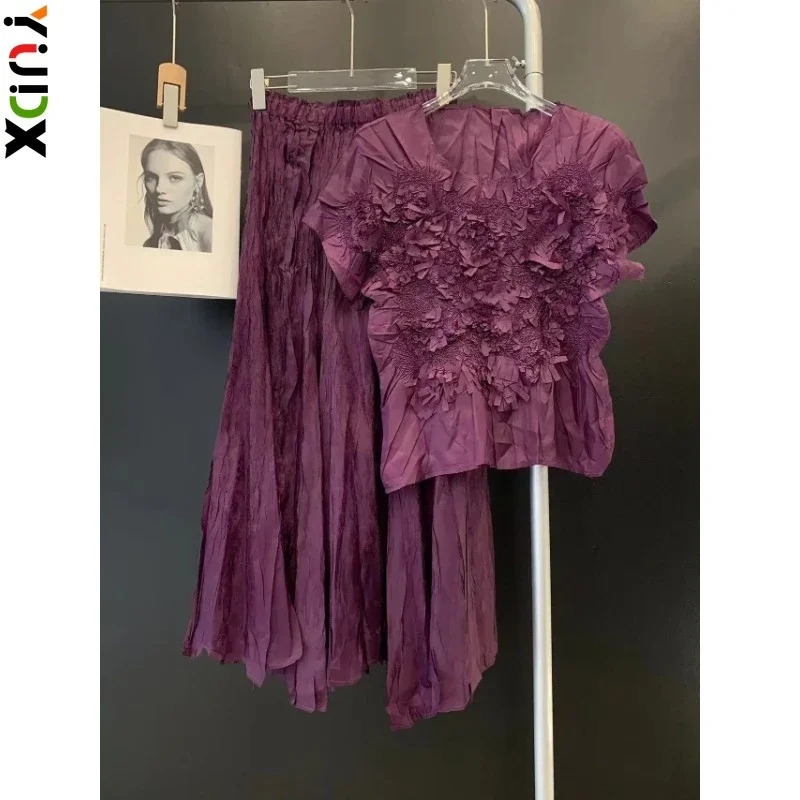 YUDX Miyake original pleated ski suit topcasual half leather loose fashionable womens clothing spring item 250326