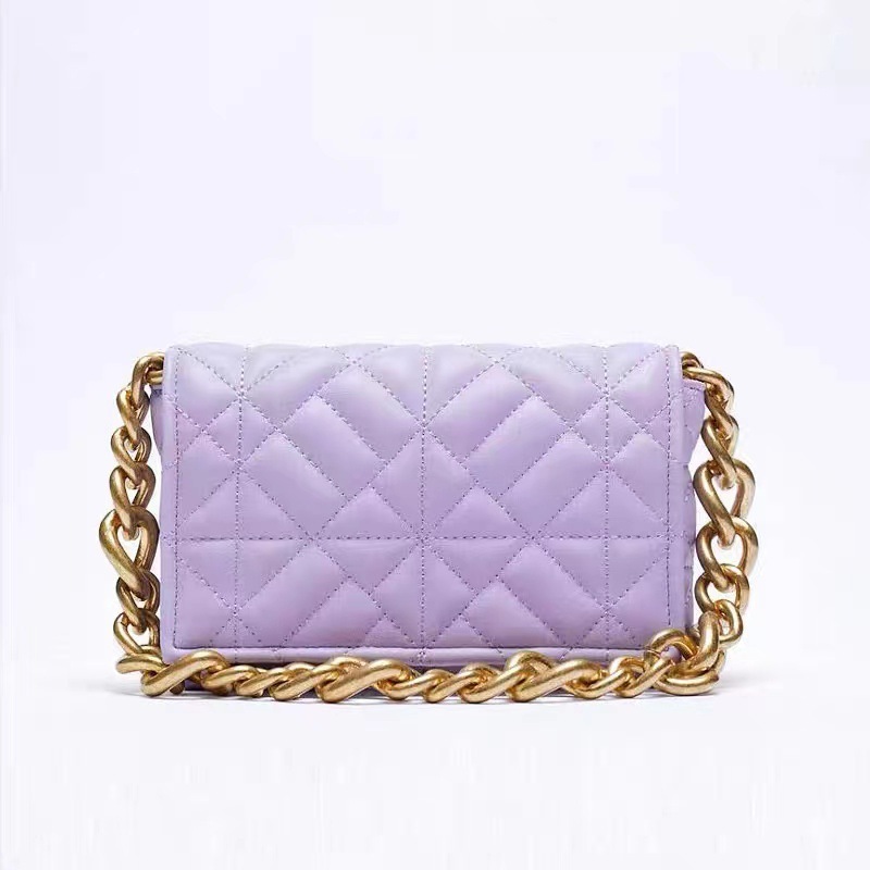 summer Lingge New Versatile Thick Chain Quilted Single Shoulder Rice Embroidered Small Square Bag