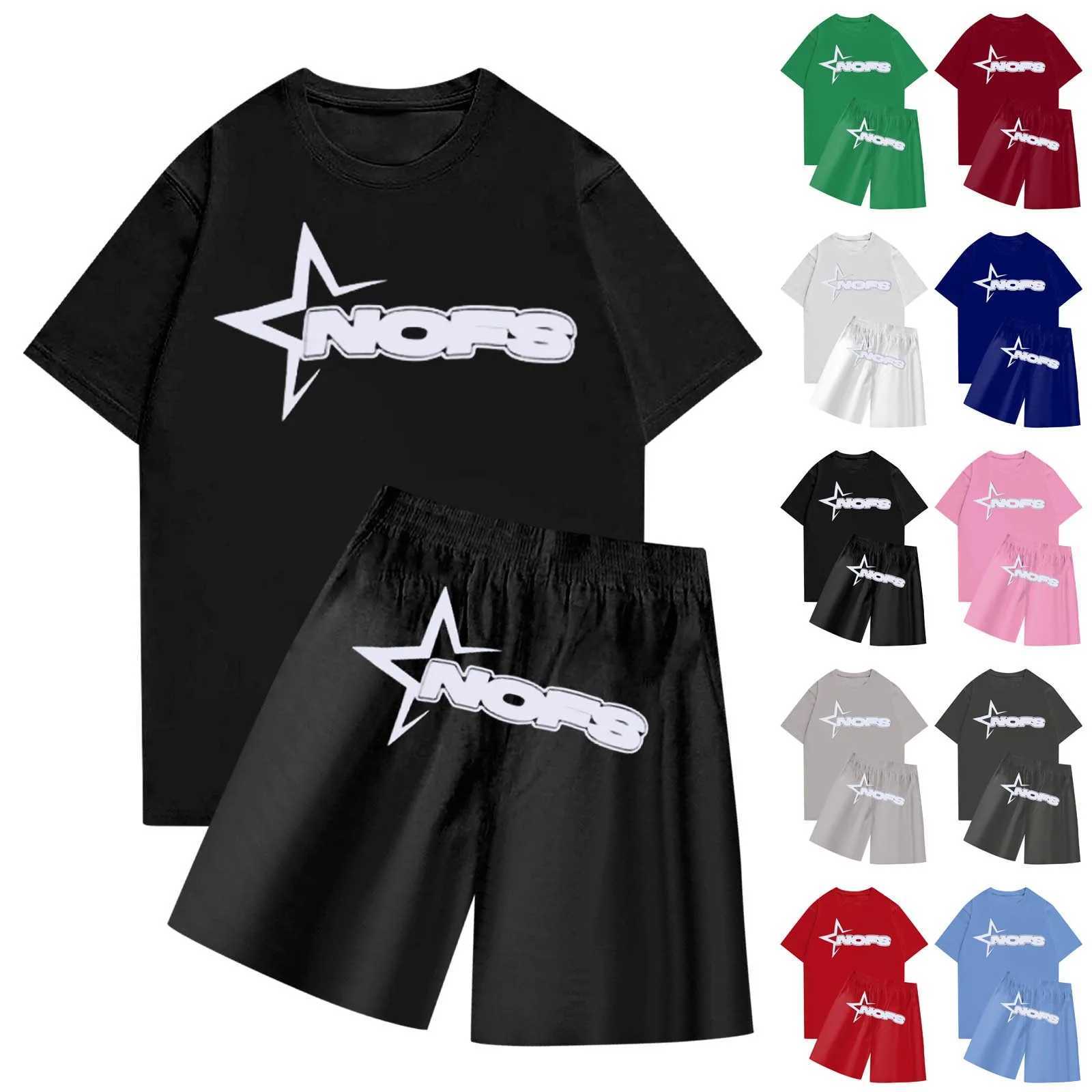 Mens fashion casual Nofs printed short sleeved round neck floral top and shorts set fashionable mens 2024 mens clothingXJ250326