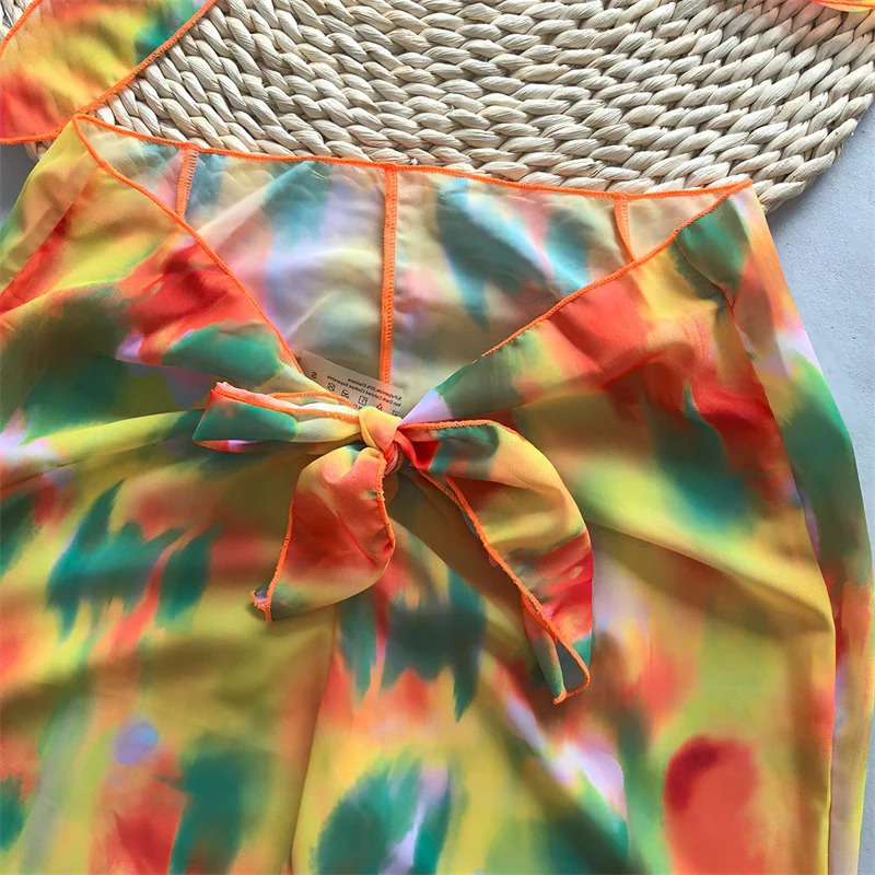 Para Praia Print Cover Ups with Long Pants 2024 Beach Bikini Cover Swimwear Cover Ups Sexy Beach Wear 250324