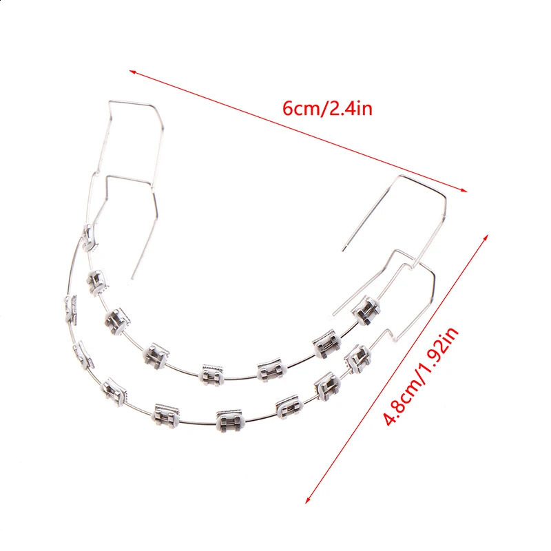 1 Pair Dental Decorations Colorful Temporary Tooth With Metal Wires Metal Bracket And Orthodontic Ligature Ties 250327