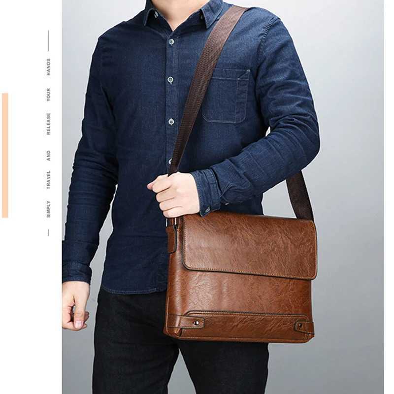 Briefcase For Men PU Leather Tote Bost Cmuting Laptop Shoder Executive Business Work Messenger Crossbody Side Designer Bag Z250327