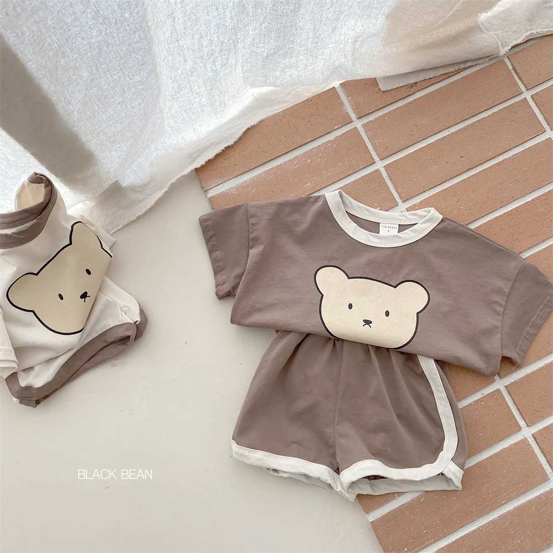 2PCS childrens clothing fashion set childrens summer cotton T-shirt boys and girls short sleeved childrens clothingT250327