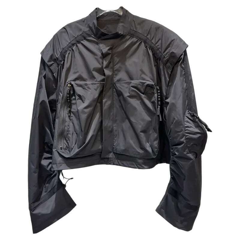 2025 Fashion Spring New Arrival Women's Pocket Design Stand Collar Short Jacket Trendy Contrast Color Coats Female