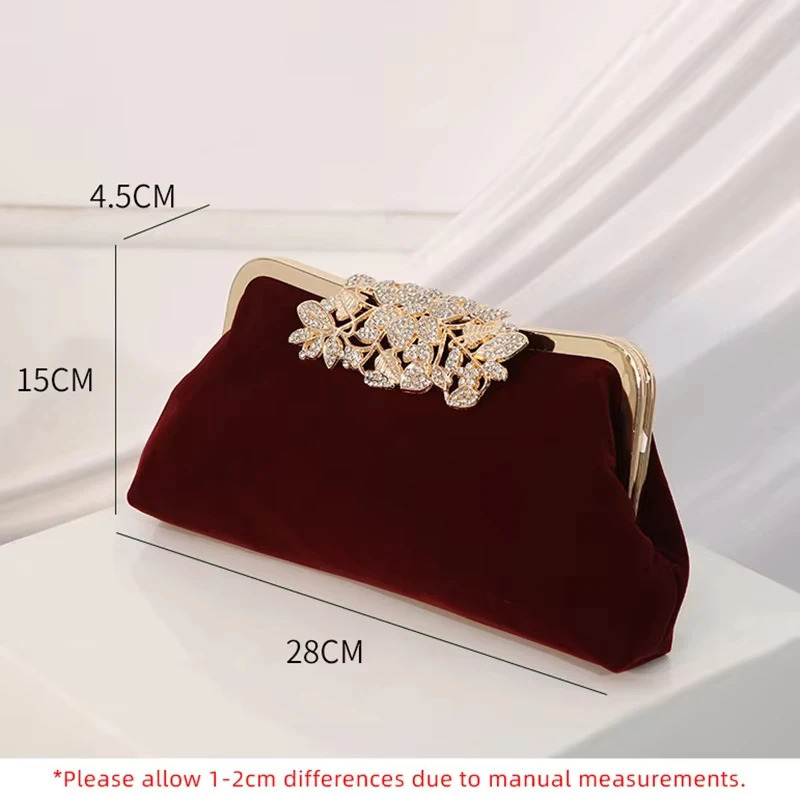 Womens Fashion Handbag Diamond n Exquisite Evening Wallet Dinner Anniversary Wedding Party Long Chain Clutch Bag 250326
