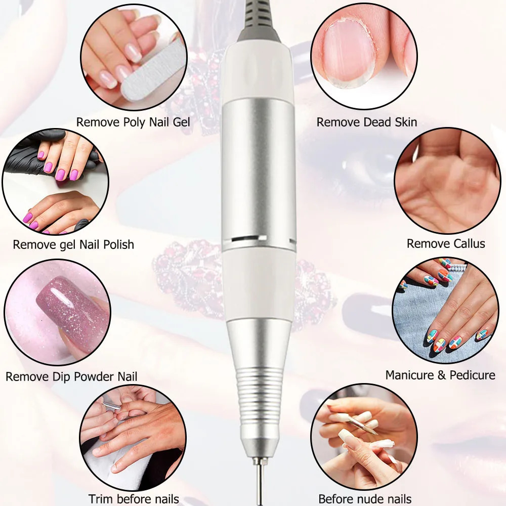 35000RPM Electric Nail Drill Machine Handle Handpiece Pedicure Replacement Pen Manicure Beauty Tool 3 Color Choice ABE Accessory 250324