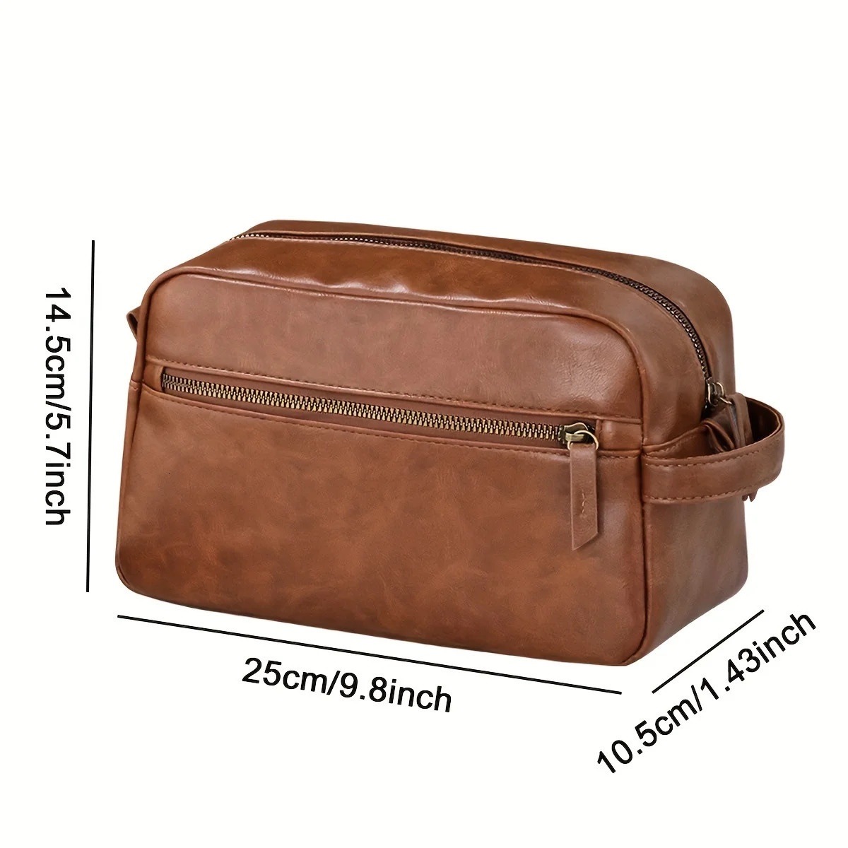 Mens business travel face bag waterproof PU leather bathroom shaving tool organizer makeup womens 250326