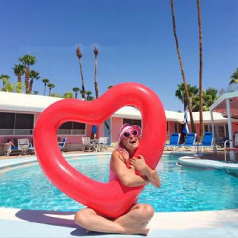 Heart shaped inflatable swimming pool ring adult 250321