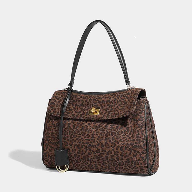 Large Capacity Leopard Print Tote Women Rodeo Commuter Retro Fashion Portable Shoulder Messenger Bag