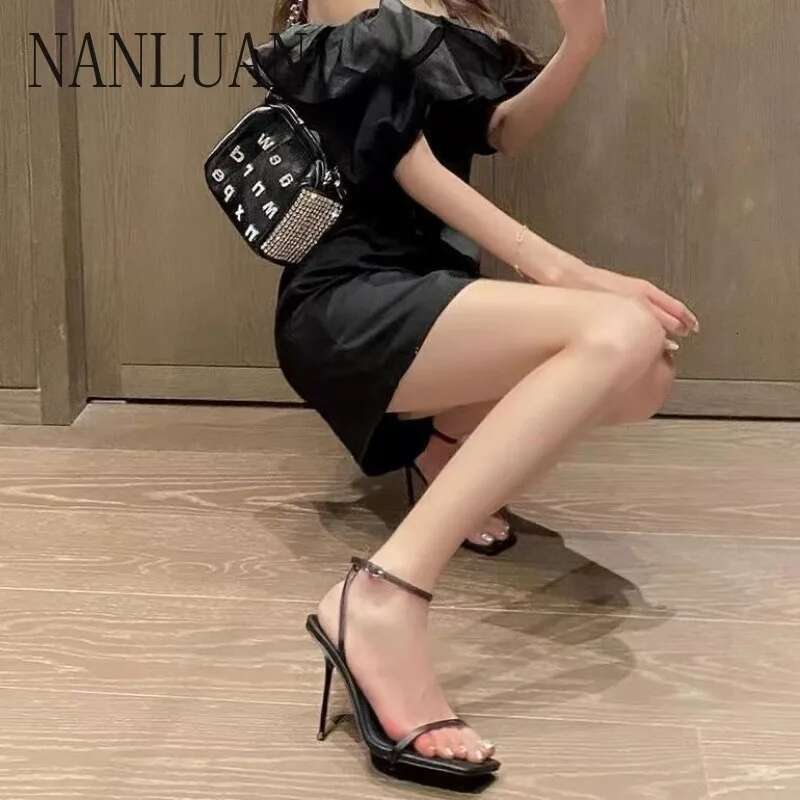 Boutique Sexy High-heeled Sandals New Solid Color High-end Women's Summer Trend Hot-selg Fashion Shoes