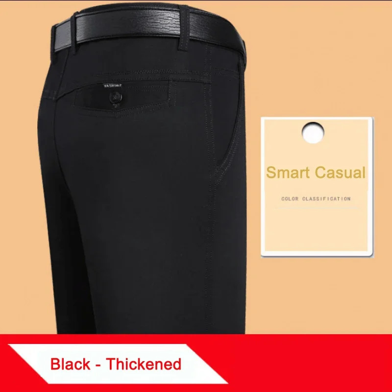 100% pure cotton summer and autumn mens casual pants fashionable black rice color temperature thickness Trouser intelligent set 250327