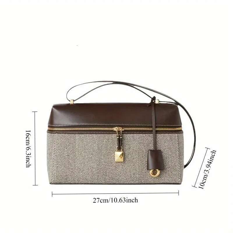 Fashion Women's Canvas Splicing Oblique Backpack Herringbone Pattern Purse Detachable Shoulder Strap Crossbody Bag