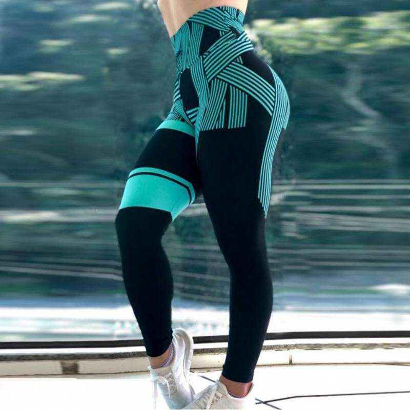Women Yoga Pants New Striped Digital Print Hip Lift High Waist Fitness Yoga Sports Underpants For Women