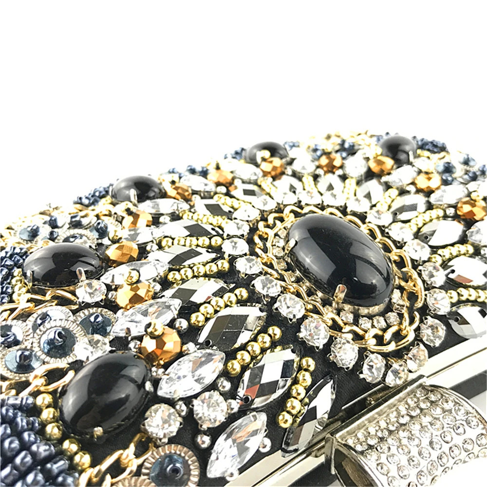 Handmade bead embroidery diamond y dinner bag fashionable retro crystal clutch night handbag Sac Tendance n 250326