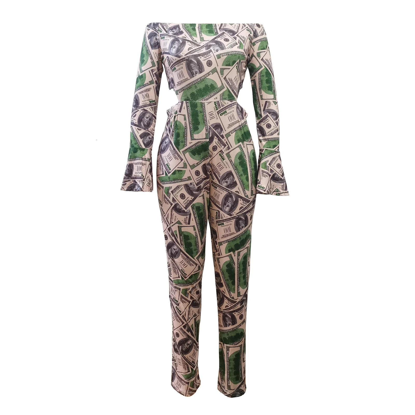 USD Printed Shoulder Hoodie Casual Split Long Sleeve Tight for Women 250326
