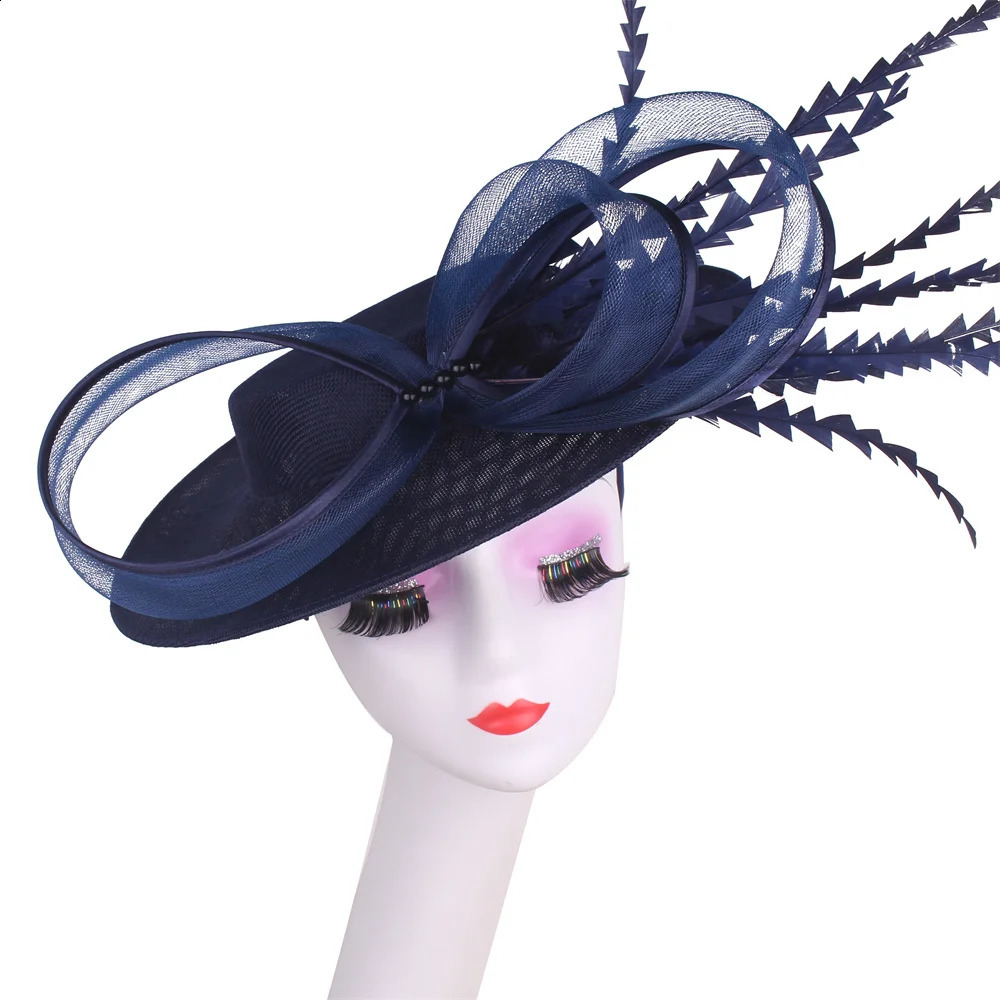 Women Kentucky Ascot Big Fascinator Hats With Flower Church Wedding Chapeau Cap Ladies Occasion Millinery Ladies Femme Elegant 250326