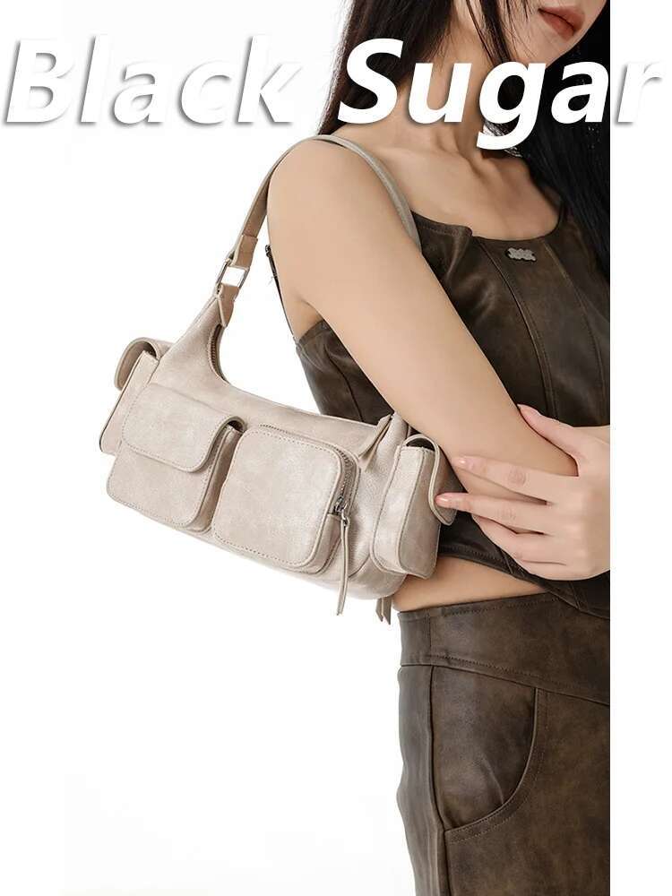 Retro Ladies Shoulder Underarm Bags Leather Vintage Fashion Trendy 2024 New Womens Purses And Handbags Brand Y2k