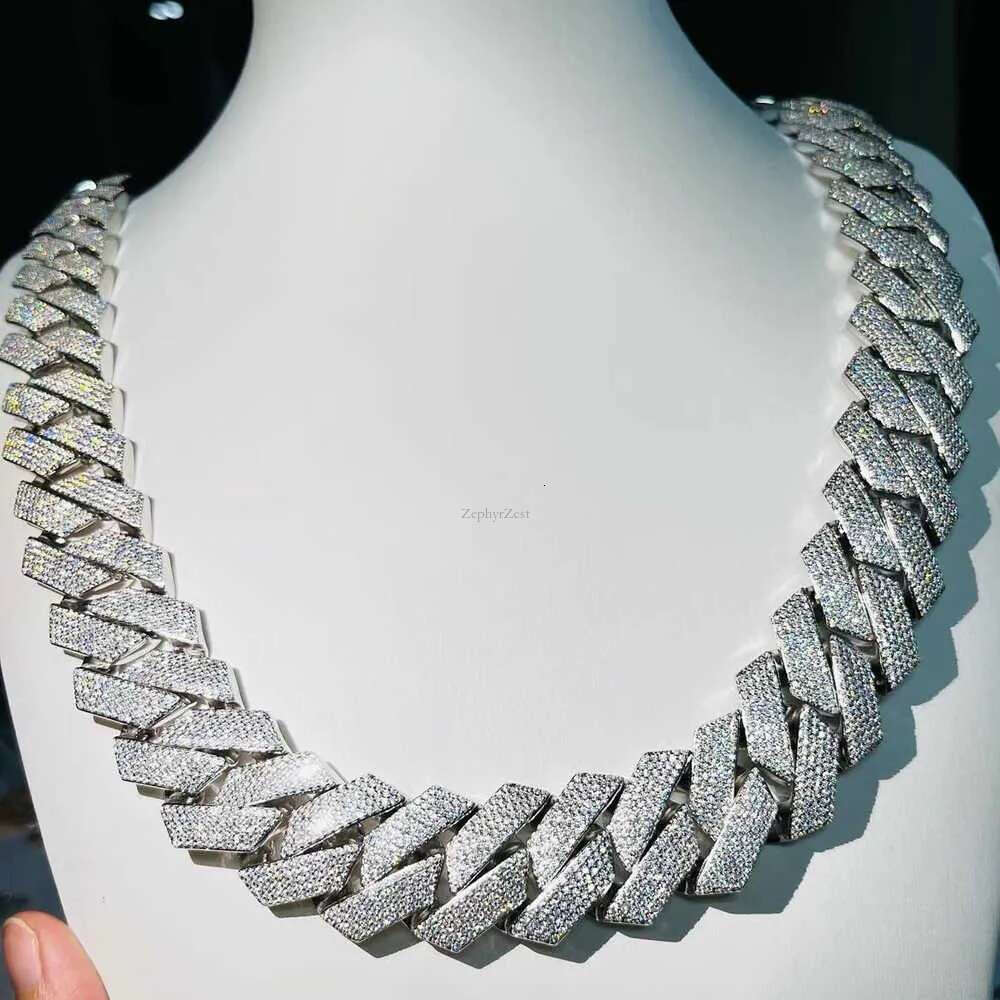 Custom Pass Test Vvs Moissanite Dia Cuban k Chain 10mm 12mm 15mm 18mm 20mm Hip Hop Necklace Men Jewelry