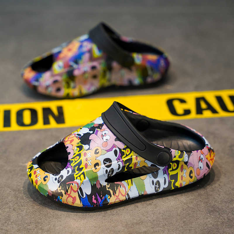 Slipper Boys Sandals Cartoon Cute Childrens Cave Shoes Summer New Style Primary and Secondary School Kindergarten Class Slippers One line Drag S25326