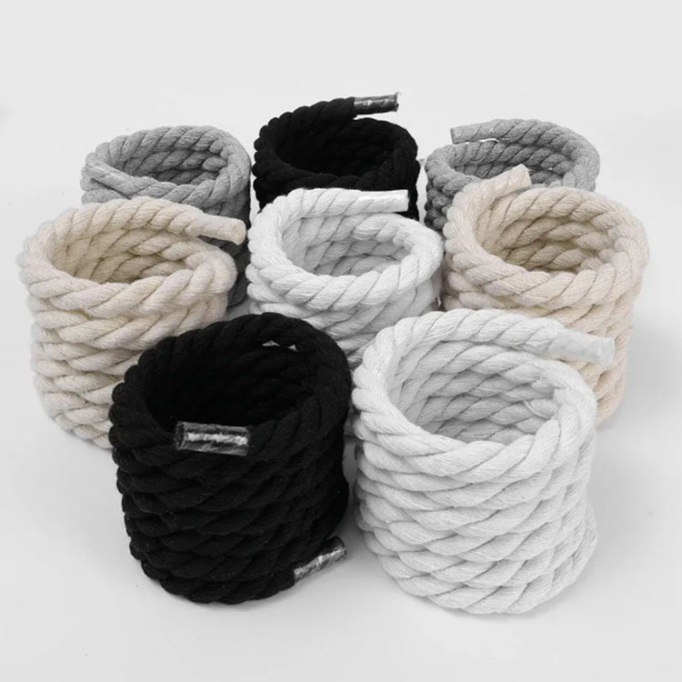 8mm Cotton Linen Twist Weave Shoelaces solid Color Rope Shoes Laces Men Women Trendy Personality kpop Sport Casual Shoestring